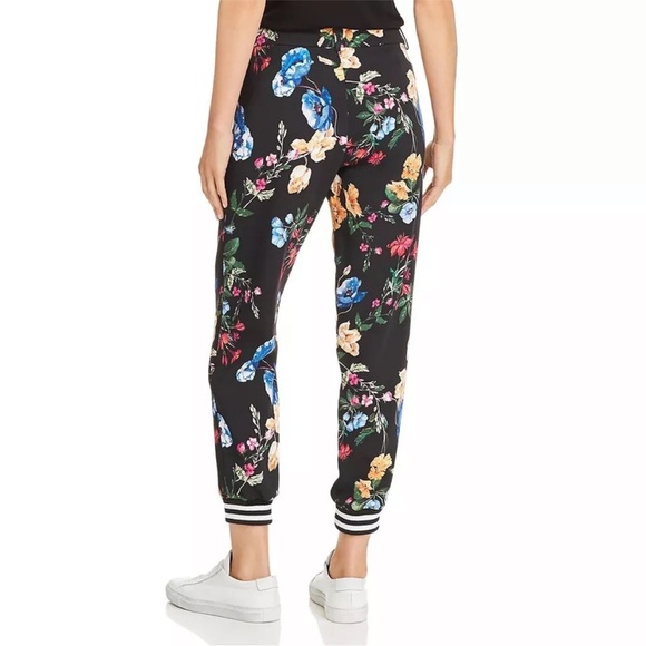 🆕 PARKER Black Multi Sotero Floral Print Striped-hem Joggers Pants 00 - Picture 3 of 8